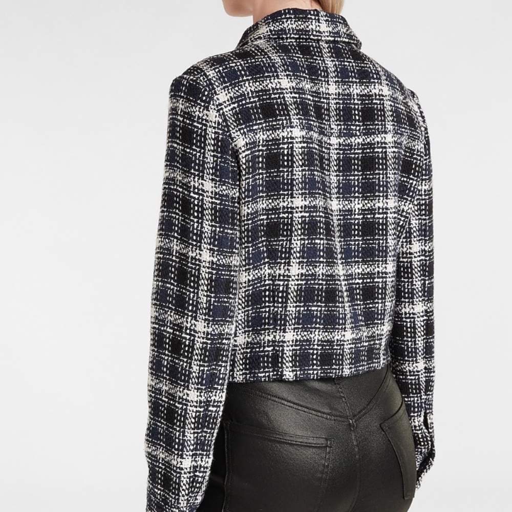 Express Cropped Tweed Embellished Shirt Jacket - Picture 5 of 7
